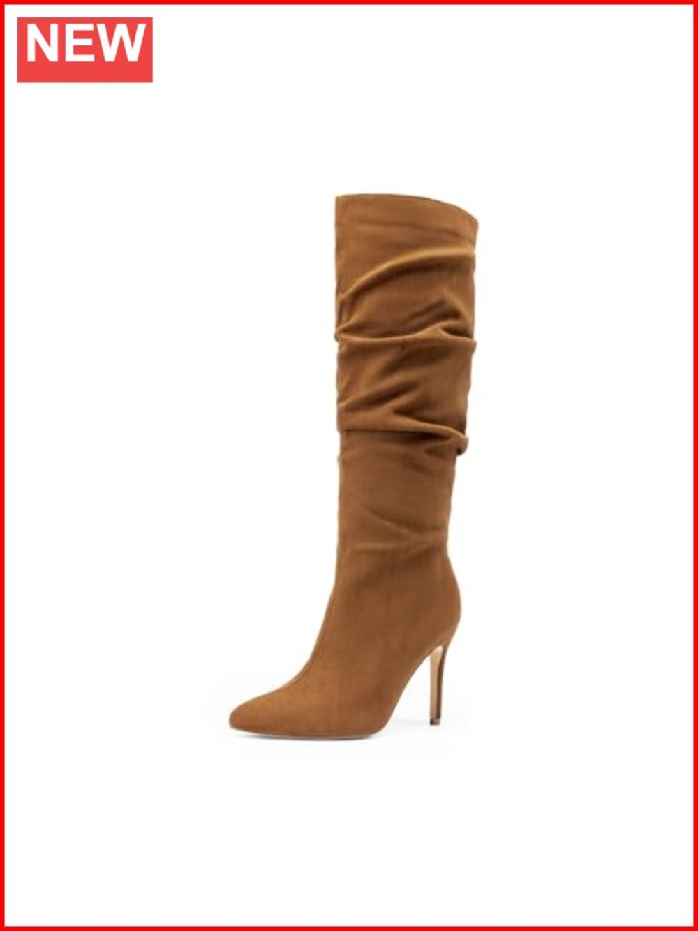 Women's High Stiletto Knee High Boots Faux Suede Slouch Pointed Toe